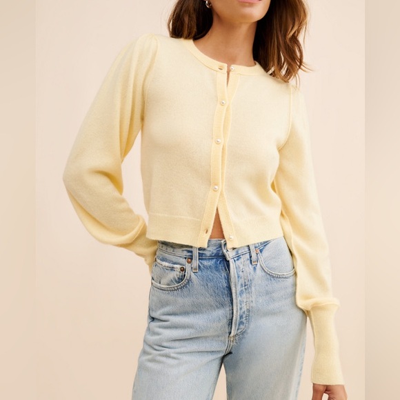 Free People Sweaters - Free People Pearl Cashmere Cardigan Sweater in Yellow